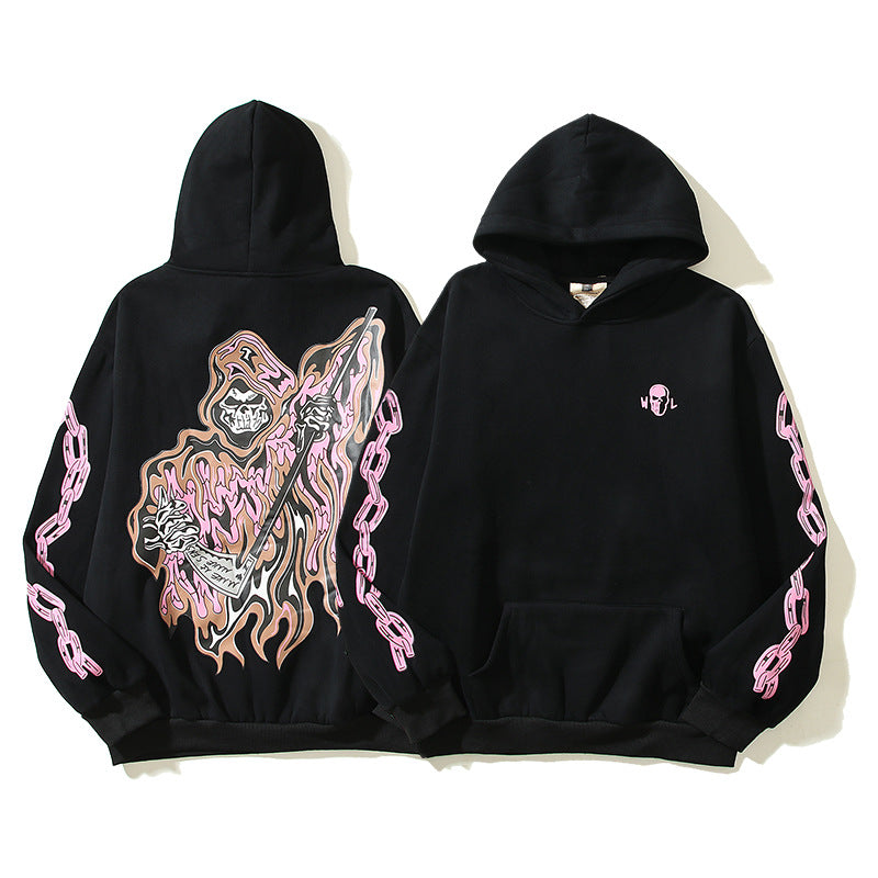 HS Hoodie Skull Print Loose