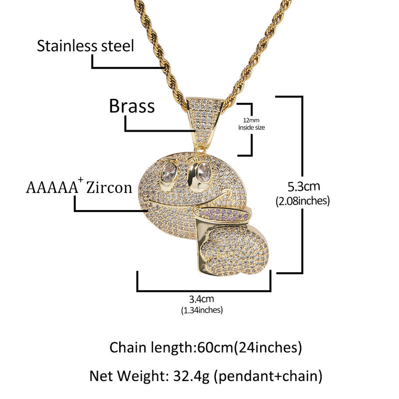 Jewelry Personality Wine Glass Smiley Face Pendant Copper Inlaid Zircon Royalty Spectrum