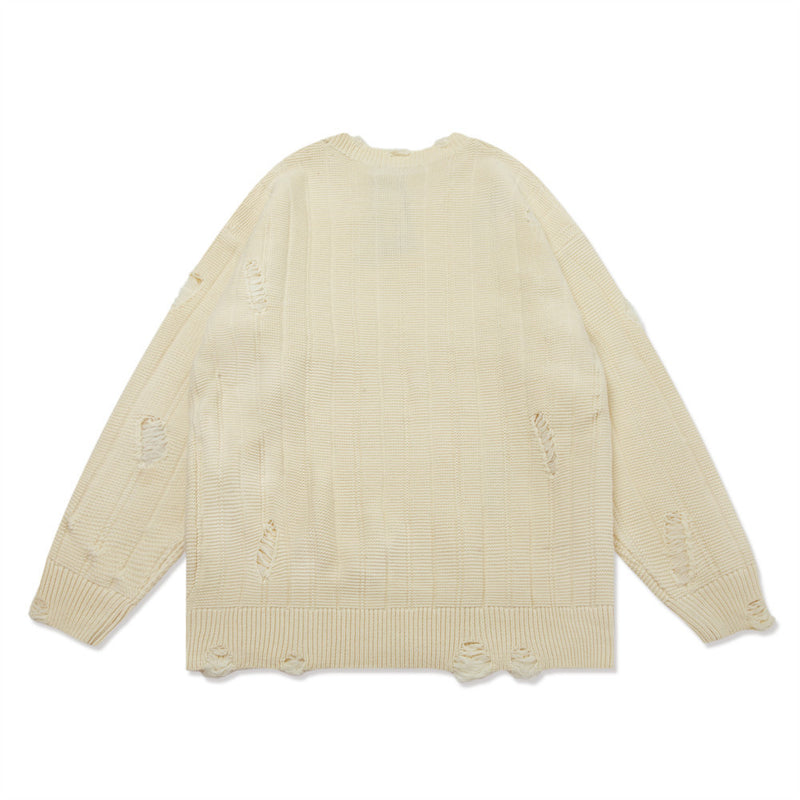Men Sweater Cross Embroidered Knitwear Crew Neck