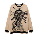 Women Sweater Ripped Knitted Sweater Idle Style