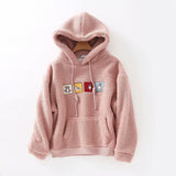 Women Hoodie Lambswool Fleece-lined Thick Loose