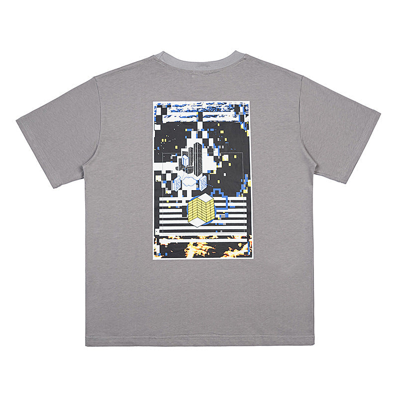 C.e t shirts creative geometric pattern round neck short sleeve men and women