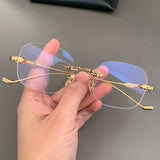 CHH Chrome Hearts Glasses Frameless Punched Retro Square Round Versatile Myopia Glasses Frame