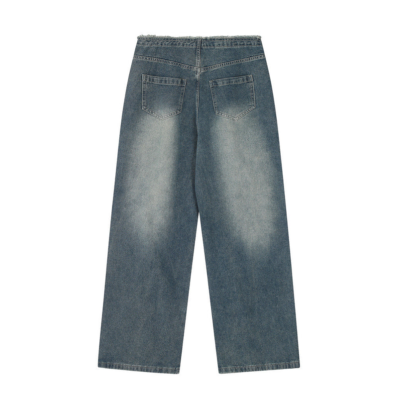 Men Jeans Ripped Drawstring Loose