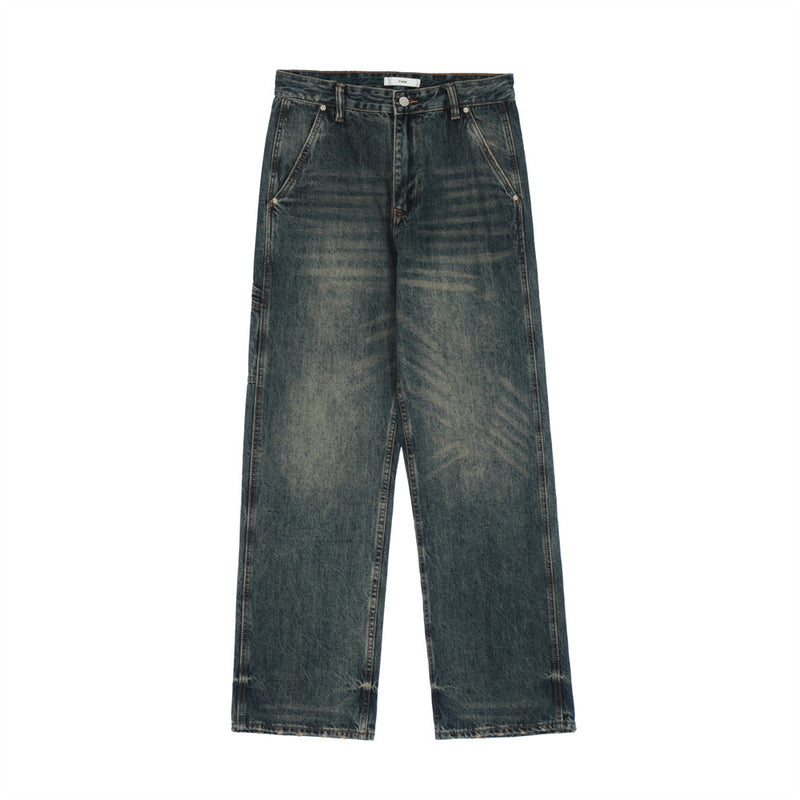 Men Jeans Simple Solid Color Worn out