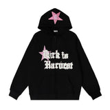 Men Fleece Lined Hoodie Embroidered Letter Hooded Sweaters Menswear Loose Street Coat