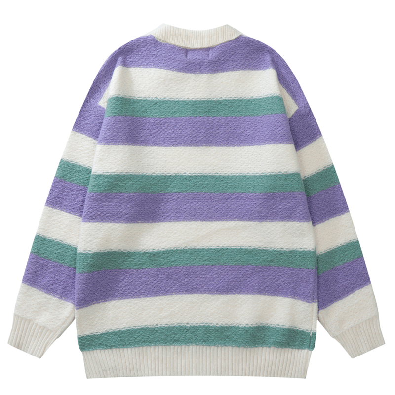 Men Sweater Stripes Lapel Knitwear