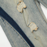 Men Jeans Irregular Stitching Loose Hole
