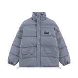 Men Coat Vintage Solid Color Stand Collar Cotton-Padded Jacket Thickened