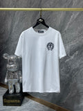 CHH Chrome Hearts T Shirts Letter Embroidered Leather Patchwork Short Sleeve T-shirt