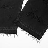 Men Jeans Ripped Hip Hop Scratch Frayed Edges