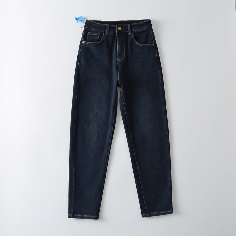 Women Jeans Flocking Stretch Slimming Casual