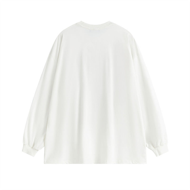 Men Long Sleeve T-Shirt Letter Printed Long Loose Casual Base
