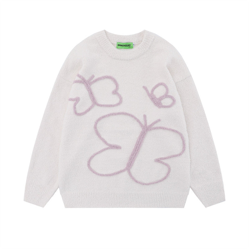 Men Sweater Butterfly Line Sweater Loose