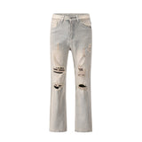 Men Jeans Loose Hole Versatile Distressed