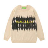 Men Sweater Crew Neck Inner Sweater Abstract Inkjet Printing