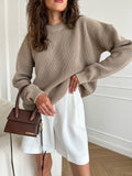 Women Work Business Casual Sweats Knitted Loose Solid Color Sweater