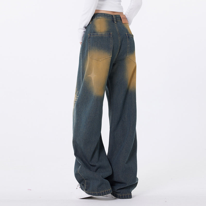 Men Jeans Butterfly Graffiti Spray Painting