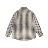 Men Long Sleeved T Shirt Retro Plaid Long Sleeve Shirt Men's Embroidery Loose Shirt Coat Spring and Autumn