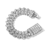 Bracelet Three Rows T-Square Zircon Full Diamond Hip Hop Bracelet Luxury Royalty Spectrum