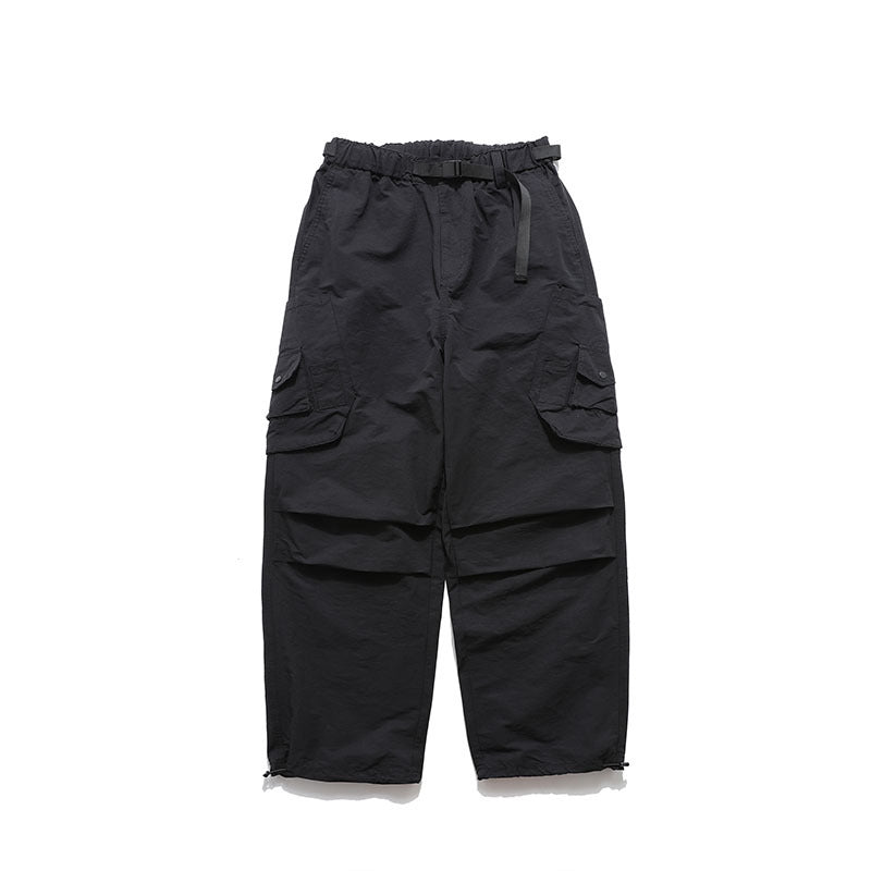 Cargo Pants Three-Dimensional Large Pocket Solid Color Drawstring