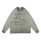 Men Long Sleeve T-Shirt Inkjet Gradient Tie-Dye Distressed Loose Casual