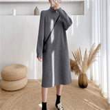 Women Pullover Sweater Loose Knit Dress