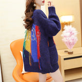 Women Knitted Cardigan Fashion Loose Preppy Style Sweater