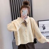 Women Knitted Cardigan Retro Small Sweater
