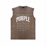 Purple Brand Distressed Tank T Shirts Sleeveless T-shirt Vest