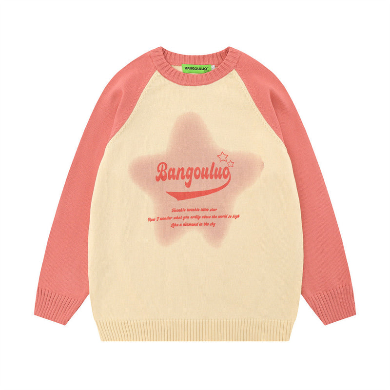 Men Sweater Five-Pointed Star Printed Sweater