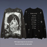 Women Sweater Printed Sweater Men and Women Retro Loose