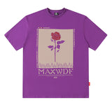 Men T-Shirt Rose Floral Print Oversize All-Match Loose