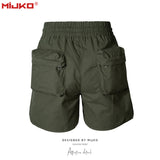MIJKO Men Shorts 3D Pockets Drawstring Casual Shorts