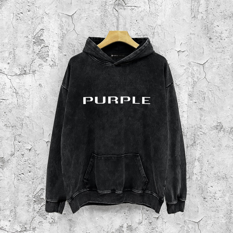 Purple Brand Distressed Hoodie Fashion Old Loose Hooded Sweater