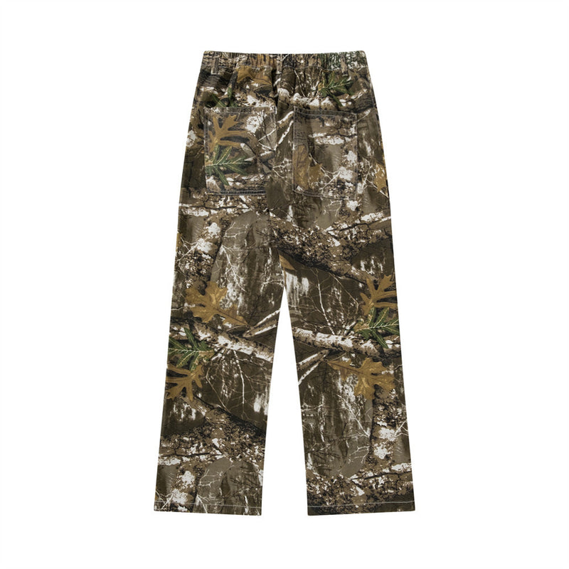 Men Jeans Camouflage Branch Print Casual Loose
