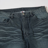 Men Jeans Side Striped Zipper Loose