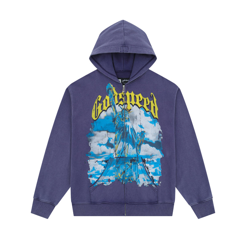 Godspeed Hoodie Autumn GOD Skull Letter Print Zip Hooded Sweater