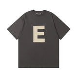 Fog Essentials T Shirts Spring Summer FOG Flocking E Letter Crew Neck Short Sleeves