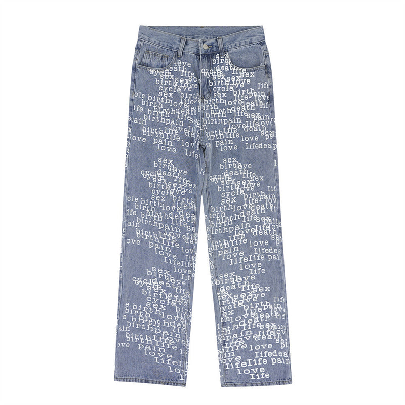 Men Jeans Personalized Printed Loose Casual