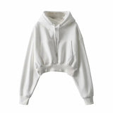 Women Hoodie Fleece-lined Hot Girl Loose Solid Color