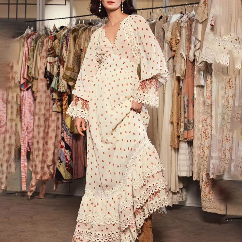 Bohemian Dress French Vintage Style Slightly Flared Dress