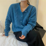 Women Knitted Cardigan Retro Loose Knitted Cardigan