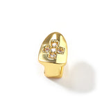 Grillz Micro Zircon Cross Single Tooth Gold Braces Spectrum