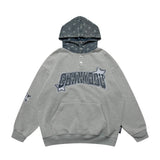 Men Fleece Lined Hoodie Cowboy Patchwork Hoodie Male Letter Five-Pointed Star Hat Loose
