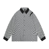 Men Long Sleeved T Shirt Contrast Color Long Sleeves Shirt Spring and Autumn High Street Loose Turn Button Shirt