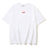 Off White T Shirts OW Smiling Arrow Print Crew Neck Pullover Short Sleeves