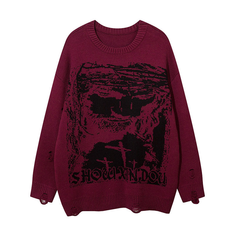 Women Sweater Ripped Knitted Idle Style