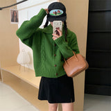 Women Knitted Cardigan College Style Loose Short
