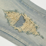 Men Jeans Ripped Distressed Zipper Split